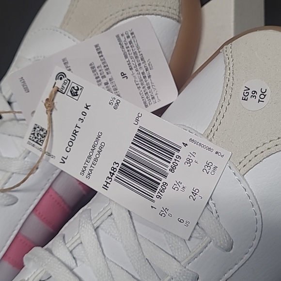 Adidas Women's White and Pink Sneakers - Picture 2 of 4